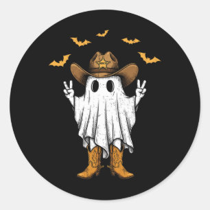 Cute Cowboy Ghost Sheriff Peace Funny Halloween Me Classic Round Sticker