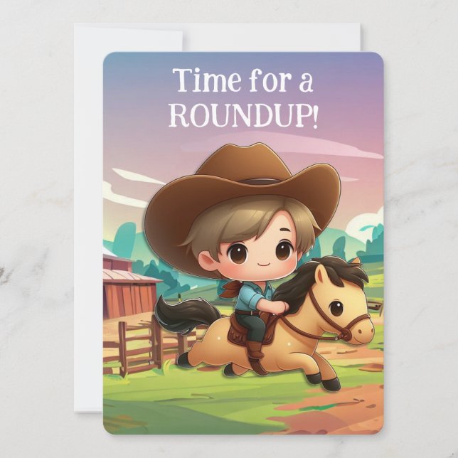 Cute Cowboy Kid on a Horse Invitation (Front)