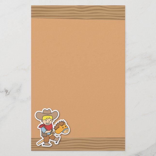 Cute cowboy riding on a horse stick stationery (Front)