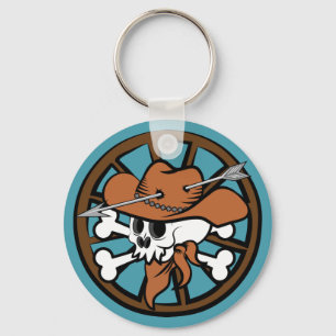 Cute Cowboy Skull and Crossbones Keychain