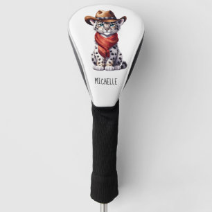 Cute Cowboy Snow Leopard Name Golf Head Cover