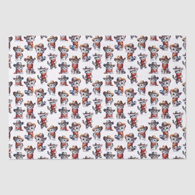 Cute Cowboy Snow Leopard  Tissue Paper (Front)