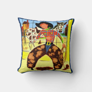 cute cowboy throw pillow