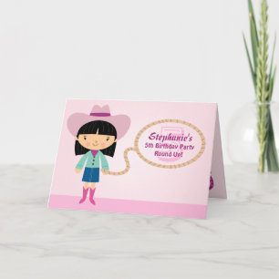 Cute cowgirl lasso girl's birthday party invite