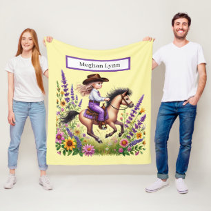 Cute cowgirl lovers add name  fleece blanket