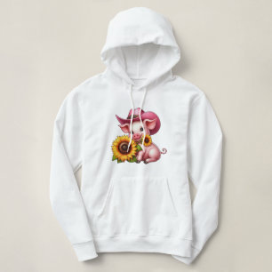 Cute Cowgirl Piglet with Cheerful Sunflowers Hoodie