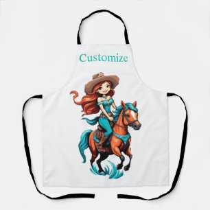 Cute Cowgirl Riding Pony Thunder_Cove Apron