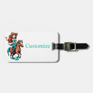 Cute Cowgirl Riding Pony Thunder_Cove Luggage Tag