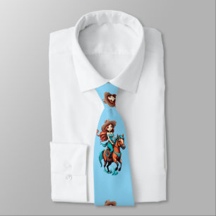 Cute Cowgirl Riding Pony Thunder_Cove Tie