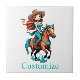 Cute Cowgirl Riding Pony Thunder_Cove Tile