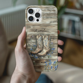 Cute Cowgirl Rustic Country Western Cowboy Boots iPhone 16 Case