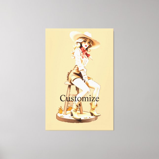 Cute Cowgirl Sitting Thunder_Cove Canvas Print (Front)