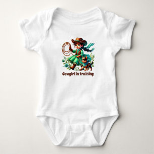Cute cowgirl training customizable girls baby bodysuit