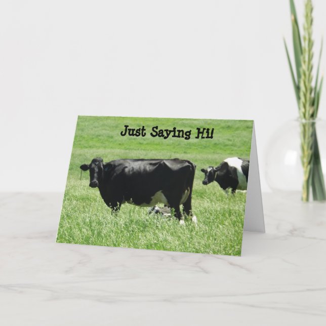 Cute Cows Just Saying Hi Card to Keep in Touch (Front)