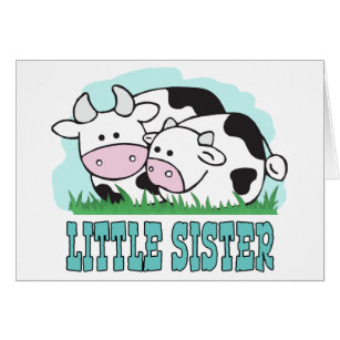 Cute Cows Little Sister Blank Card