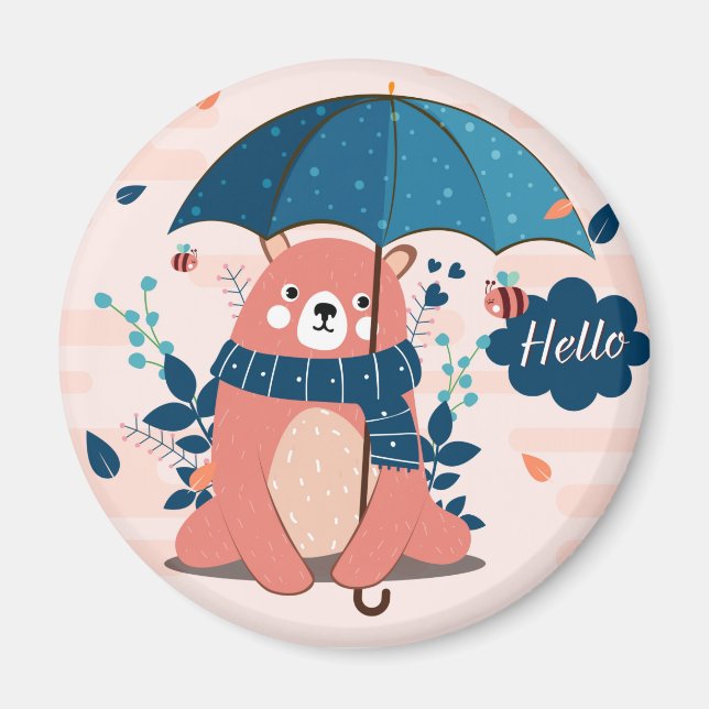 Cute Cozy Bear Magnet (Front)
