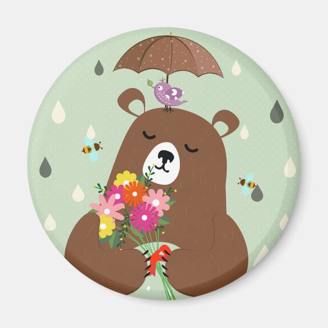 Cute Cozy Bear Magnet (Front)