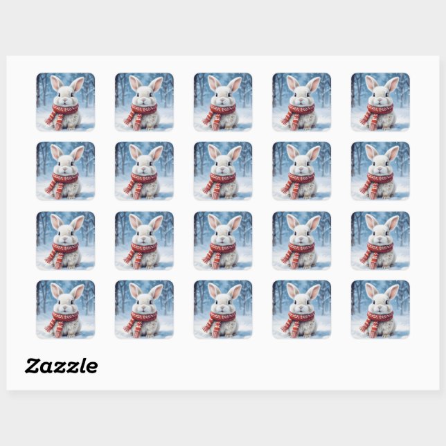 Cute cozy bunny in the snow stickers (Sheet)