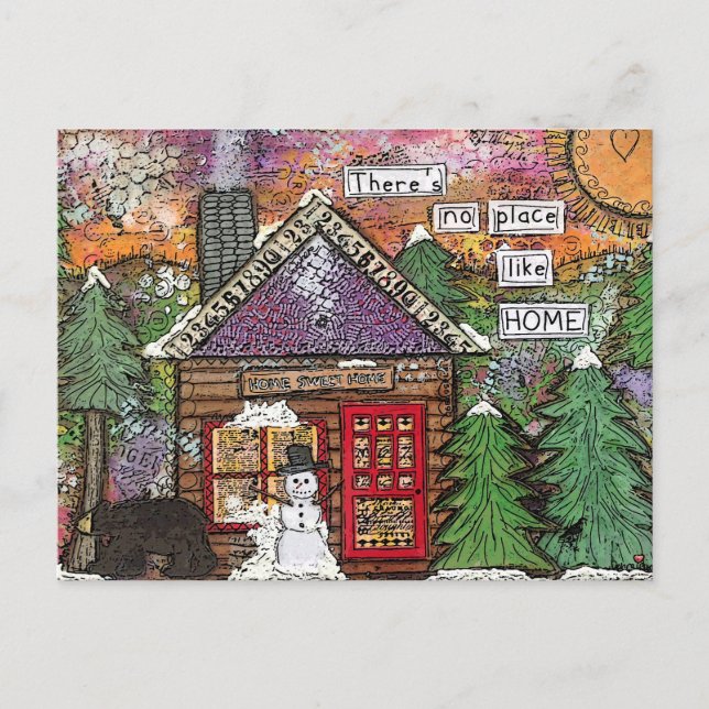 Cute Cozy Cabin In The Woods New Home Announcement Postcard (Front)