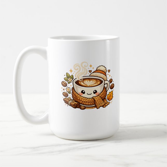 Cute Cozy Cappuccino Coffee Mug  (Left)
