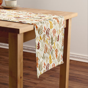 Cute Cozy Fall Leaves Pattern Short Table Runner