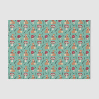 Cute Cozy Fox with Mushrooms. Tissue paper. Paper