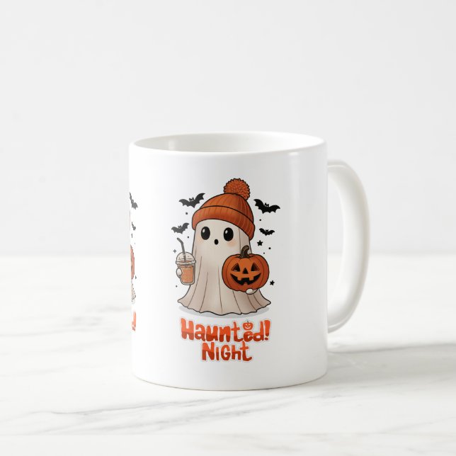Cute Cozy Ghost Halloween Coffee Mug (Front Right)