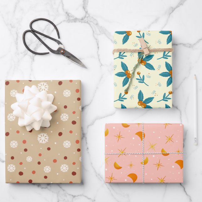 Cute & Cozy Gift Wrapping Paper - Designs Set 4 (Front)