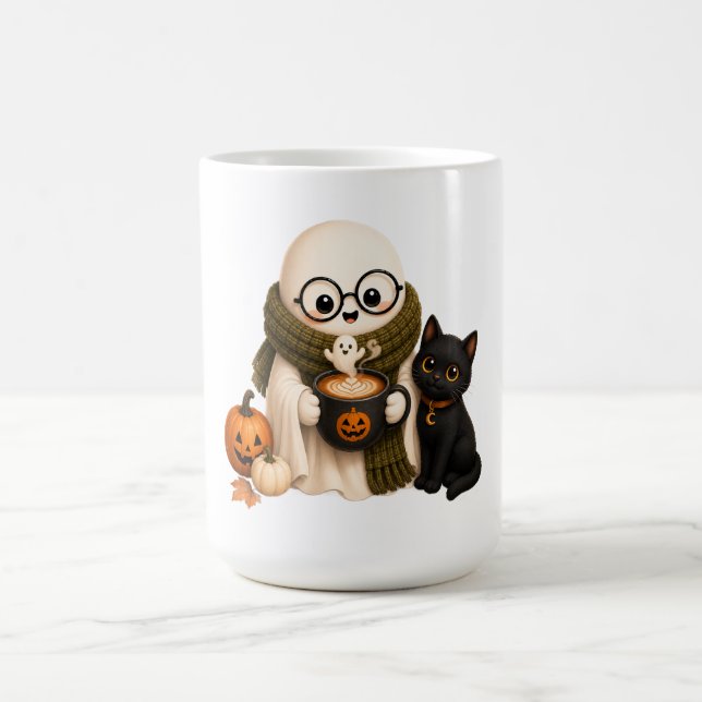 Cute Cozy Halloween Ghost Coffee Mug (Center)