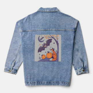 Cute & Cozy Halloween Tumblers with Smiling Bats,  Denim Jacket