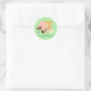 Cute Cozy Introvert Cottagecore Frog Classic Round Sticker