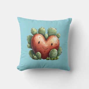 Cute Cozy Modern Romantic Chic Succulent Heart Throw Pillow