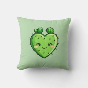 Cute Cozy Modern Romantic Chic Succulent Heart Throw Pillow