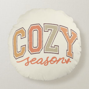 Cute "Cozy Season" Fall / Autumn Round Pillow