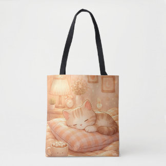 Cute Cozy Sleeping Cat Tote Bag
