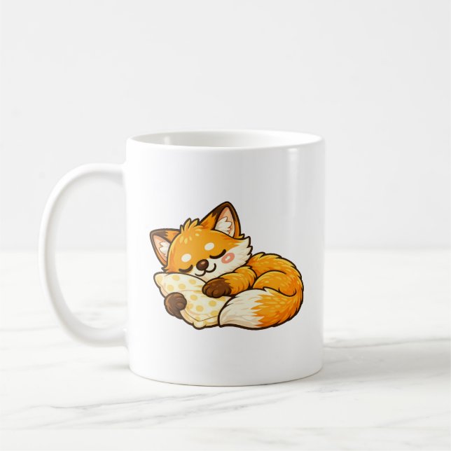 Cute Cozy Sleeping Fox Coffee Mug (Left)