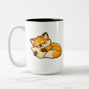 Cute Cozy Sleeping Fox Two-Tone Coffee Mug