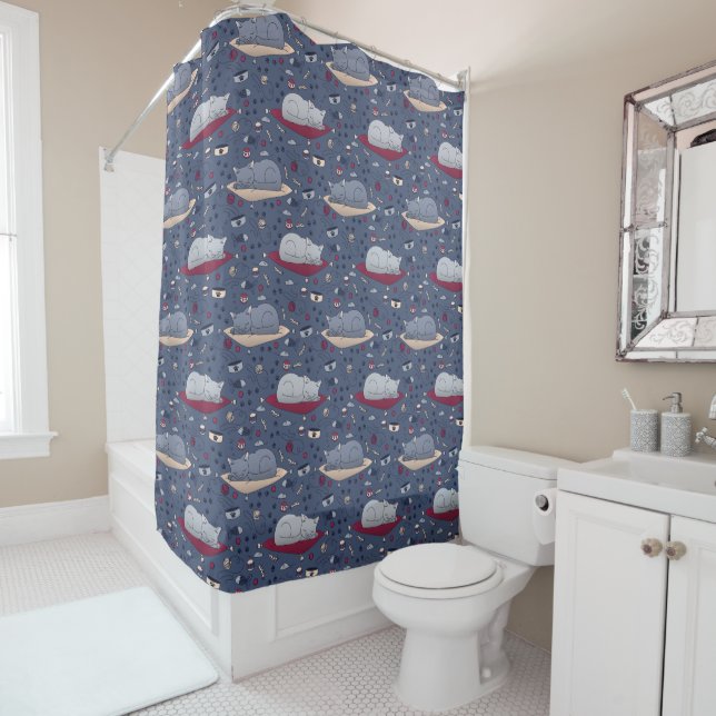 Cute & Cozy Sleepy Cat Dreams Pattern  (In Situ)