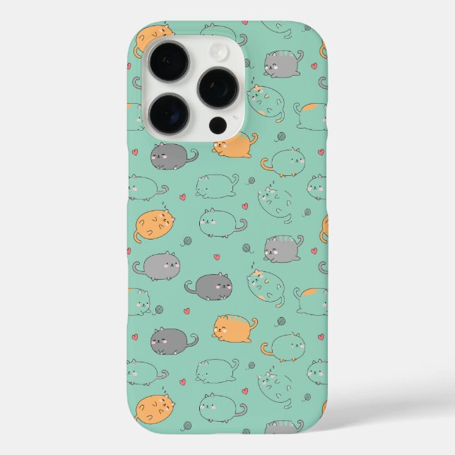 Cute & Cozy Sleepy Cat Dreams Pattern iPhone case (Back)