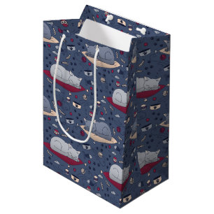 Cute & Cozy Sleepy Cat Dreams Pattern  Medium Gift Bag