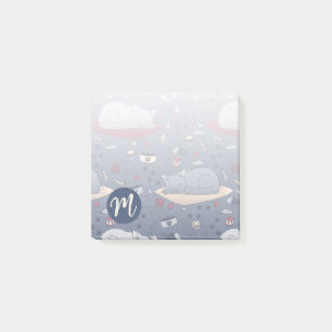Cute & Cozy Sleepy Cat Dreams Pattern Post-it Notes