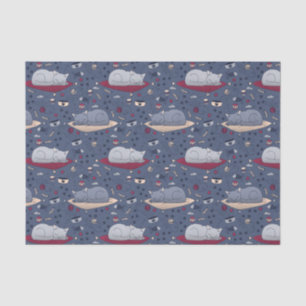 Cute & Cozy Sleepy Cat Dreams Pattern  Tissue Paper