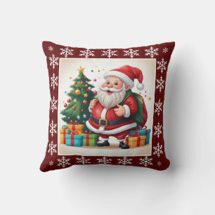 Cute Cozy Trendy Santa Claus Christmas No Photo  Throw Pillow
