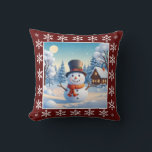 Cute Cozy Vintage Winter Snowman Merry Christmas Throw Pillow<br><div class="desc">Funny Snowman</div>