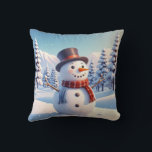 Cute Cozy Vintage Winter Snowman Merry Christmas  Throw Pillow<br><div class="desc">Snowman</div>