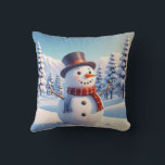 Cute Cozy Vintage Winter Snowman Merry Christmas  Throw Pillow<br><div class="desc">Snowman</div>
