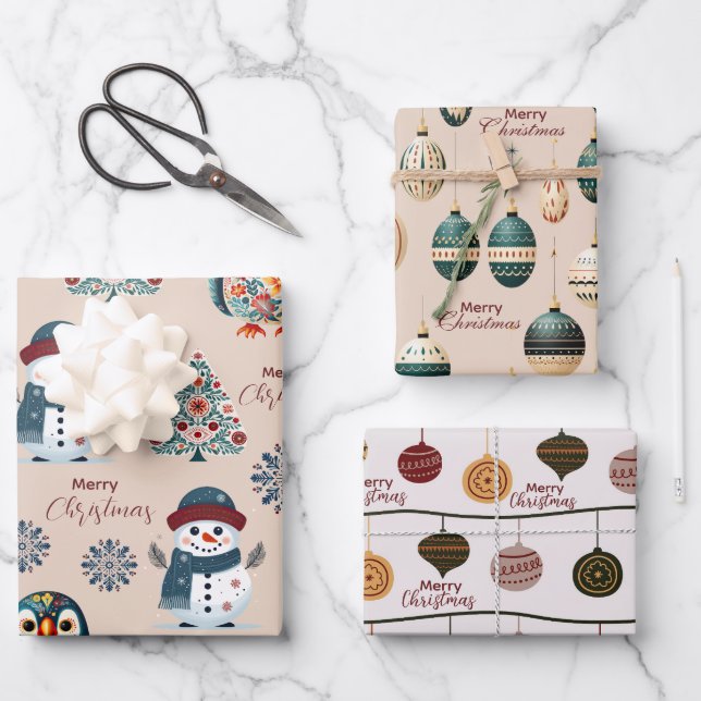 Cute cozy Whimsical Scandinavian  Wrapping Paper Sheet (Front)