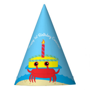 Cute Crab Beach 1st Birthday Party Hat
