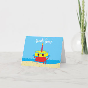 Cute Crab Beach Kid's Birthday Party Card