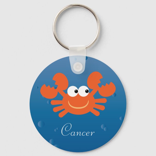 Cute Crab Cancer Zodiac Sign Custom Keychain (Front)